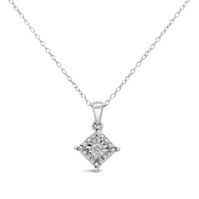 Sterling Silver Diamond Square Shaped Pendant