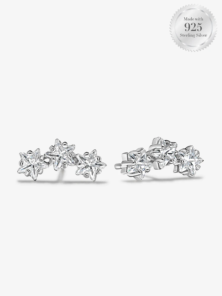 Twinkling Tri Star Stud Earrings