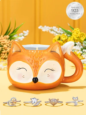 Fox Mug Candle - 925 Sterling Silver Ring Collection