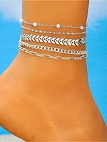 5-Piece Pearl Anklet Set