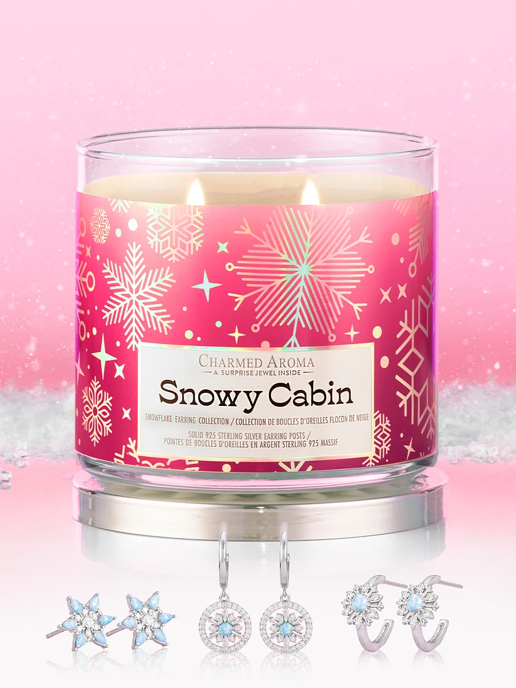 Snowy Cabin Candle - Snowflake Earring Collection