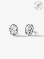 Sparkling Oval Halo Stud Earrings