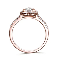 Be Mine Heart-Shape Halo Sterling Silver Ring Rose Gold