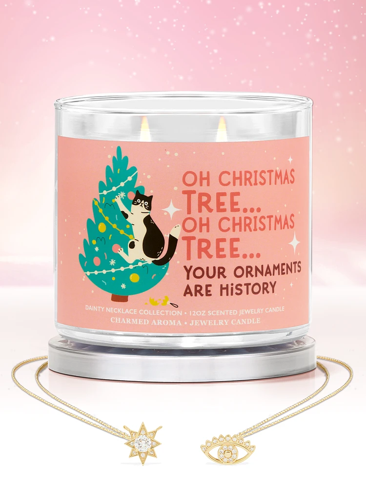 Oh Christmas Tree Oh, Christamas Tree, Your Ornaments Are History Candle - Dainty Necklace collection