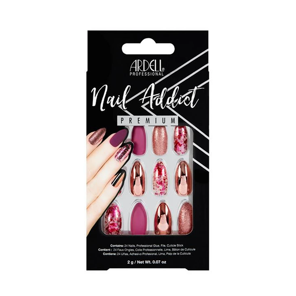 CLEARANCE ARDELL Nail Addict Premium Artificial Nail Set Pink Chrome