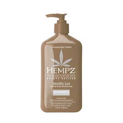 HEMPZ Beauty Actives Vanilla Lux Herbal Body Moisturizer with Niacinamide