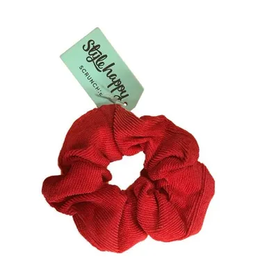 CLEARANCE KENNETH BERNARD Collection Style Happy Corduroy Vibrant Red Scrunchie