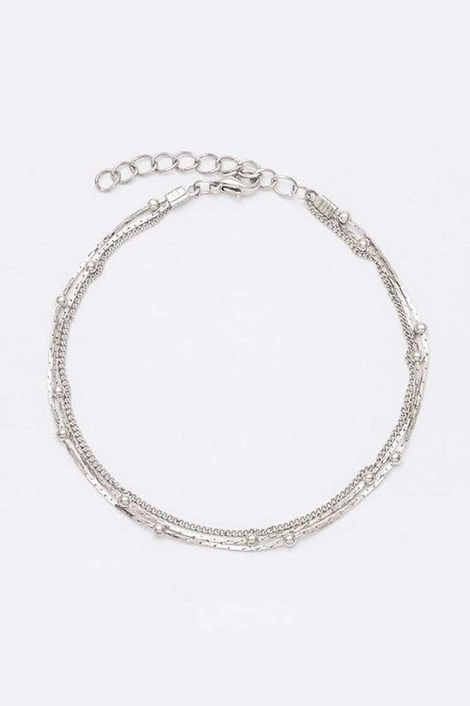 Janissa Silver Layer Chain Anklet Set