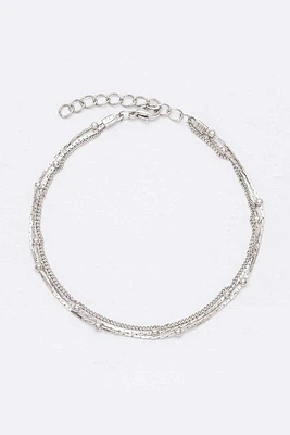 Janissa Silver Layer Chain Anklet Set