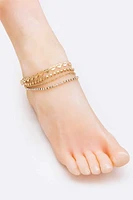 Heather Gold Rhinestone Layer Anklet Set