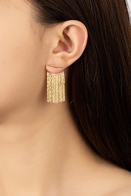 Maura Curve Bar & Chain Tassel Earrings