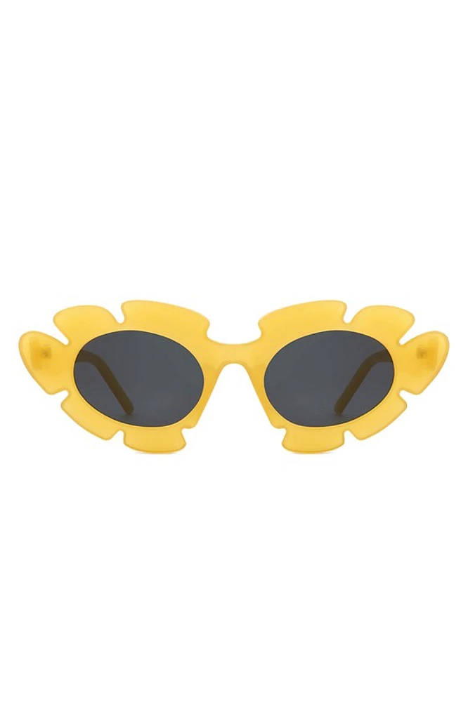 Ginnie Yellow Flower Cutout Cateye Sunglasses