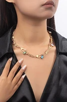 *Nikki Chunky Chain Safety Pin and Gemstone Necklace