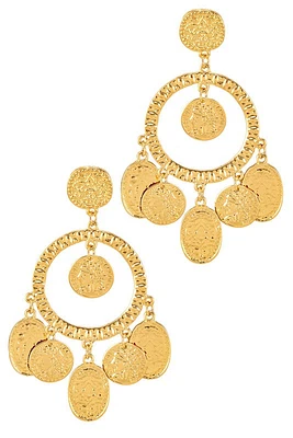 Koko Golden Hammered Circle Dangle Earrings