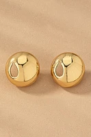 Wanda Stainless Puffy Button Earrings with Cutout Teardrop