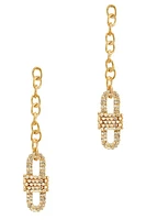 Magda Rhinestone Safety Lock Chain Dangle Earrings