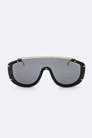 Samira Black Oversize Shield Inspired Sunglasses