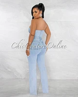 Sonoma Light Denim Silver Link Knee Accent Jumpsuit