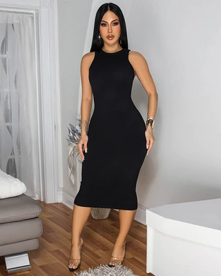 Liona Sleeveless Ribbed Midi Dress