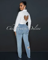 Bestla Denim Rhinestones Heart Key-Hole Jeans