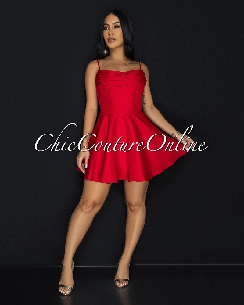 Caselle Red Skater Mini Dress