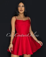 Caselle Red Skater Mini Dress