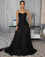 Jordan Black Lace Padded Maxi Dress