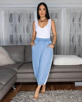 Velma Light  Blue Denim Jogger Pants