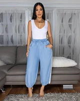 Velma Light  Blue Denim Jogger Pants