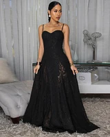 Jordan Black Lace Padded Maxi Dress