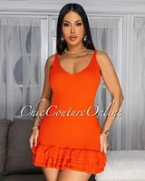 Misha Orange Knit Mini Dress