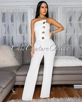 Amiri Off-White Gold Accent Button Strapless Jumpsuit