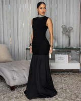 Harper Black Body-Con Mermaid Maxi Dress