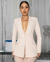 Alice Nude Blazer & Mesh Pearl Pants Set