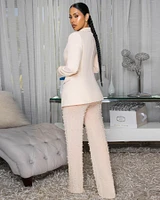 Alice Nude Blazer & Mesh Pearl Pants Set