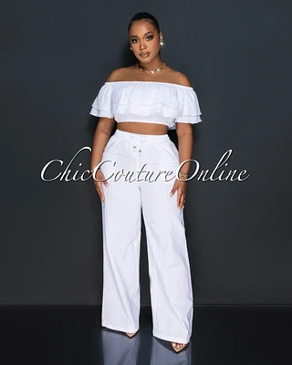 Yuri Ruffle Crop Top & Wide Pants Set