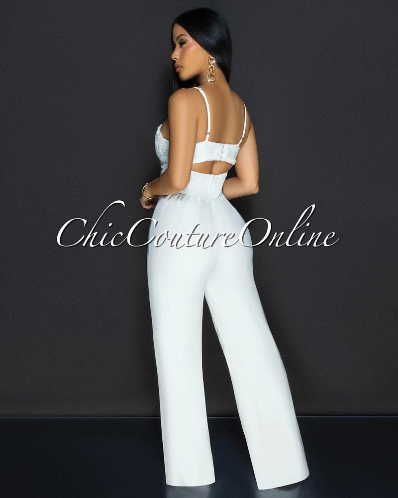 Roshane Off-White Straight Legs Jumpsuit