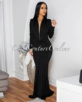 Shelley Long Sleeves Deep V-Neck Maxi Dress