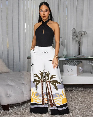 Doreen Black Top Off-White Multi-Color Print Set