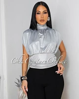 Sammie Silver Shimmer Ruched Top