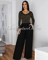 Shika Black Shimmer Top & Linen Pants Set