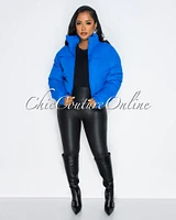 Alexa Royal Blue Puffy Bomber Jacket