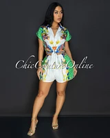 Izani Green Tropical Crop Top & Shorts Set