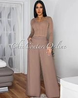 Shika Nude Shimmer Top & Linen Pants Set