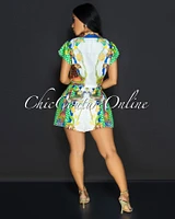 Izani Green Tropical Crop Top & Shorts Set