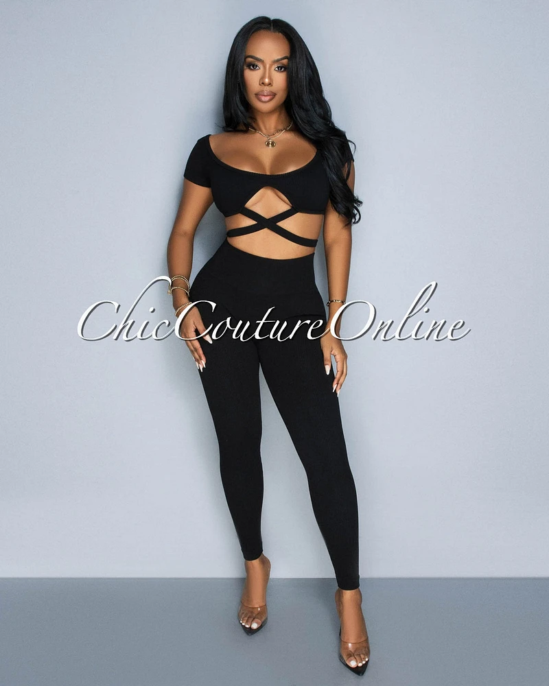 Milenna Crop Top & Leggings Ribbed Sculpting Set