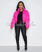 Alexa Hot Pink Puffy Bomber Jacket