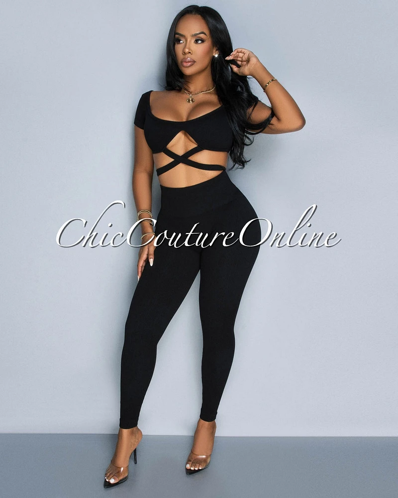 Milenna Crop Top & Leggings Ribbed Sculpting Set