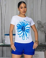 Sunflower Blue Print Off-White T-Shirt