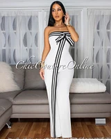 Bendie Off-White Bow Accent Strapless Jumpsuit